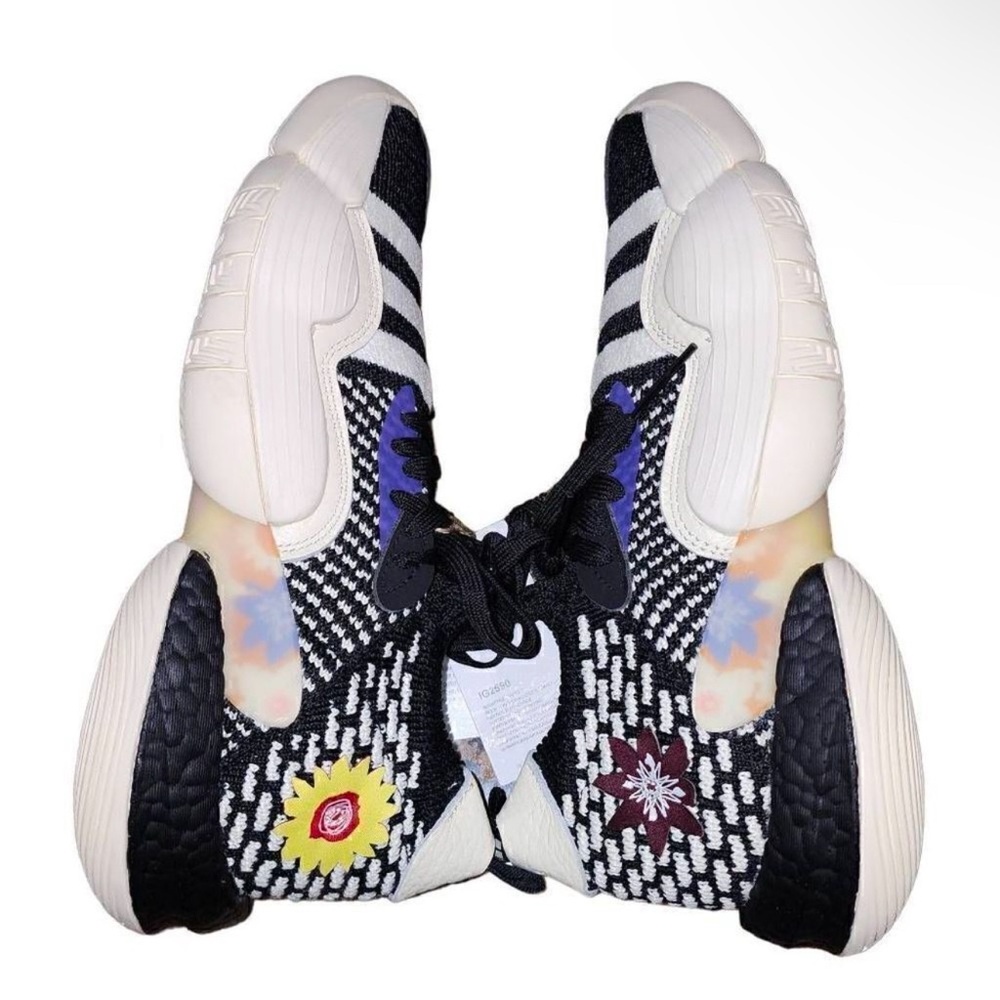 Adidas Unisex Trae Young 2 Flower Basketball Sneakers Shoes Black Ivory Sz 6 NWT